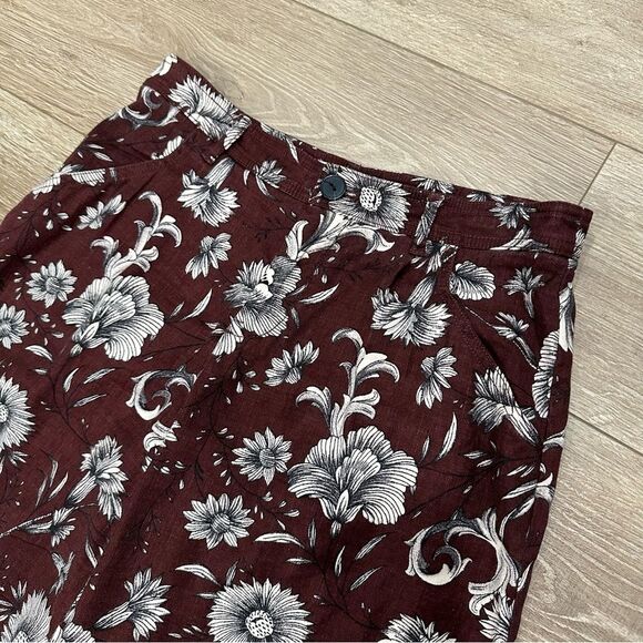 Anthropologie Linen Blend Mid Rise Wide Leg Pants Size 2 Floral Print - Picture 6 of 16